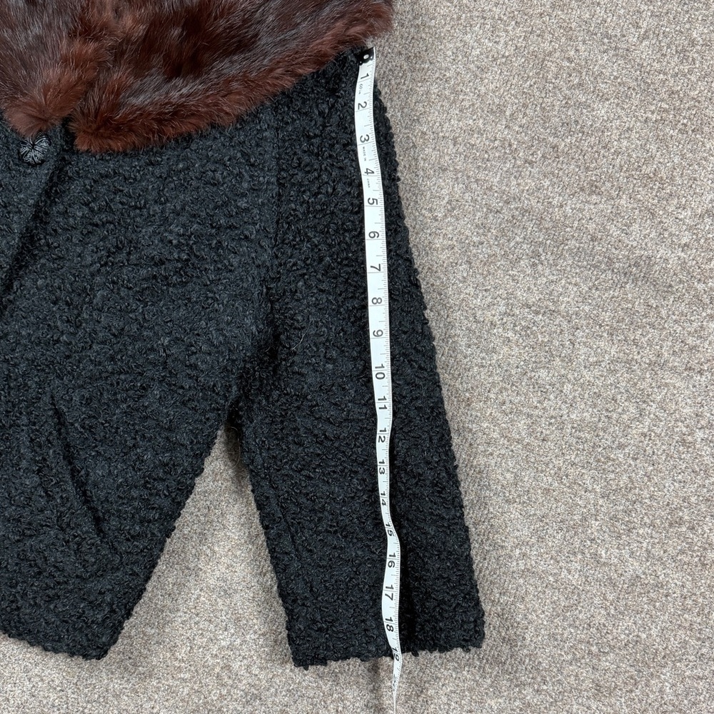 Vintage Black Persian Lamb Short Button Front Jacket Women’s M/L Mink Fur Collar - Picture 7 of 9